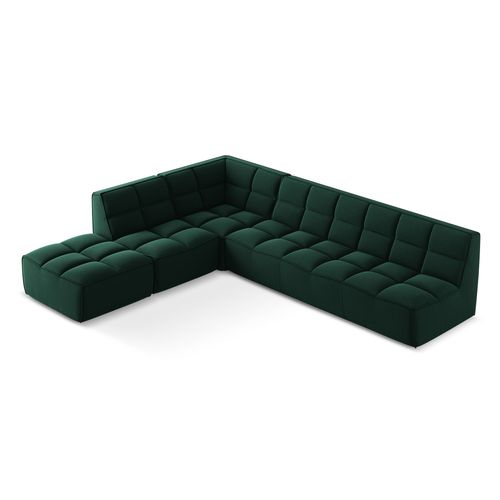 Canapé D'angle 5 Places Modulaire Droit Kalai En Velours Bouteille Verte