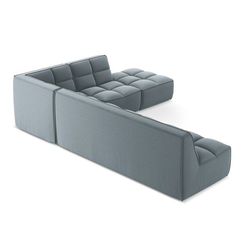 Canapé D'angle 5 Places Modulaire Droit Kalai En Velours Bleu Clair