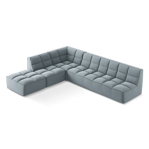 Canapé D'angle 5 Places Modulaire Droit Kalai En Velours Bleu Clair