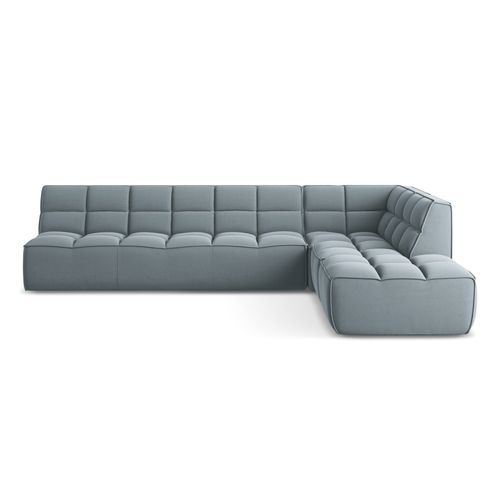 Canapé D'angle 5 Places Modulaire Droit Kalai En Velours Bleu Clair