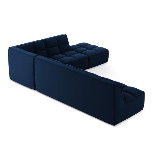 Canapé D'angle 5 Places Modulaire Droit Kalai En Velours Bleu Royal