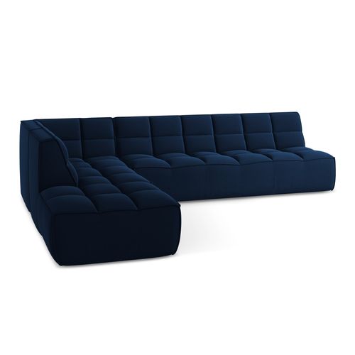 Canapé D'angle 5 Places Modulaire Droit Kalai En Velours Bleu Royal