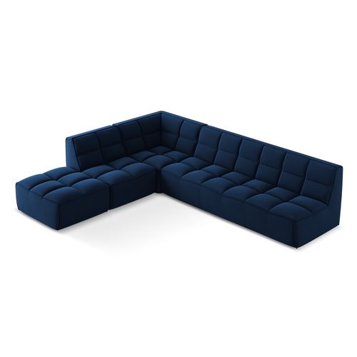 Canapé D'angle 5 Places Modulaire Droit Kalai En Velours Bleu Royal
