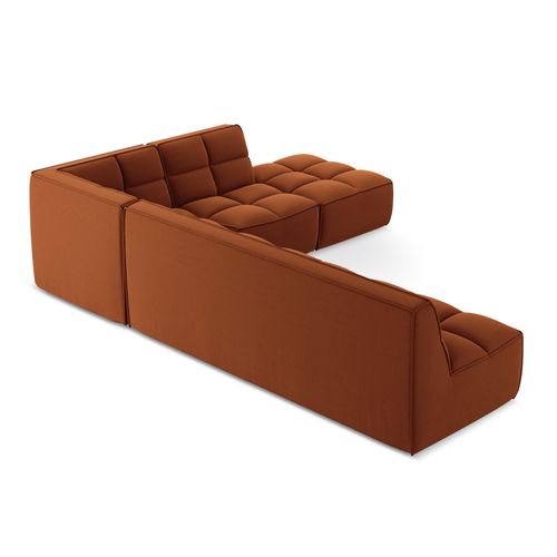 Canapé D'angle 5 Places Modulaire Droit Kalai En Velours Terre Cuite