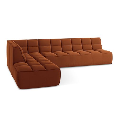 Canapé D'angle 5 Places Modulaire Droit Kalai En Velours Terre Cuite
