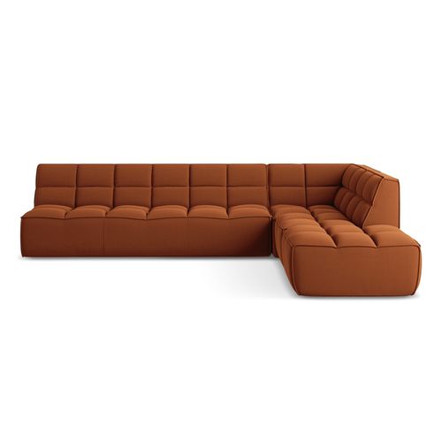 Canapé D'angle 5 Places Modulaire Droit Kalai En Velours Terre Cuite