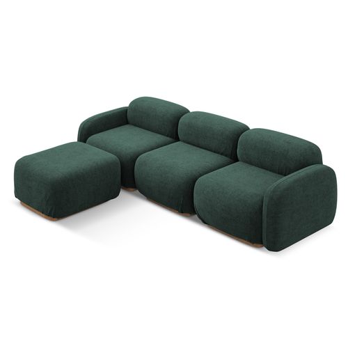 Canapé D'angle Modulaire Reversible Ailani En Bouclé Bouteille Verte
