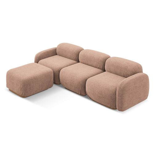 Canapé D'angle Modulaire Reversible Ailani En Bouclé Rose Sourd