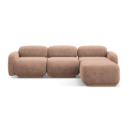 Canapé D'angle Modulaire Reversible Ailani En Bouclé Rose Sourd