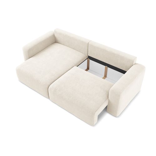 Canapé D’angle 3 Places Gauche Convertible Kona En Chenille Beige Clair