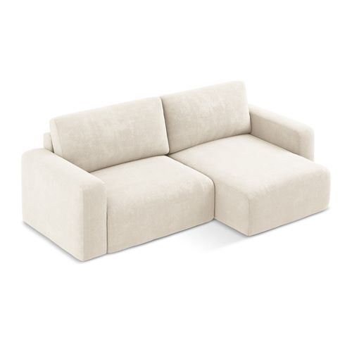 Canapé D’angle 3 Places Droit Convertible Kona En Chenille Beige Clair