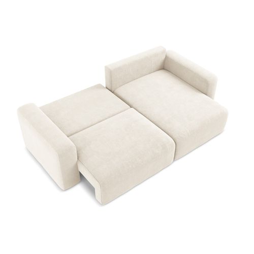 Canapé D’angle 3 Places Droit Convertible Kona En Chenille Beige Clair
