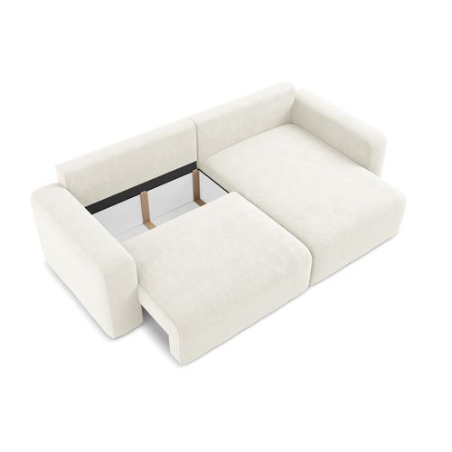 Canapé D’angle 3 Places Droit Convertible Kona En Chenille Blanc