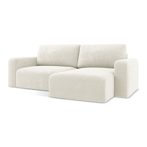 Canapé D’angle 3 Places Droit Convertible Kona En Chenille Blanc