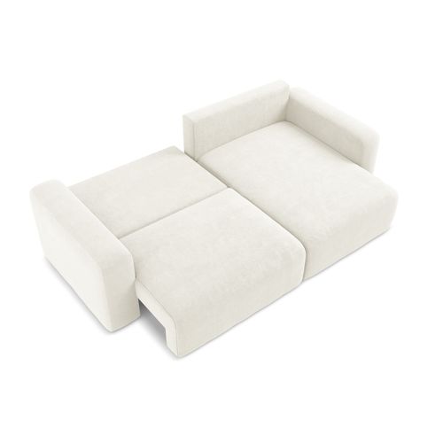 Canapé D’angle 3 Places Droit Convertible Kona En Chenille Blanc