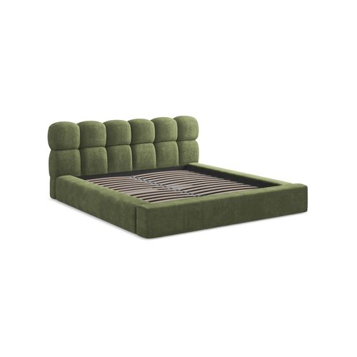 Lit Rembourré Avec Rangement Kahu 200 X 140 En Chenille Vert