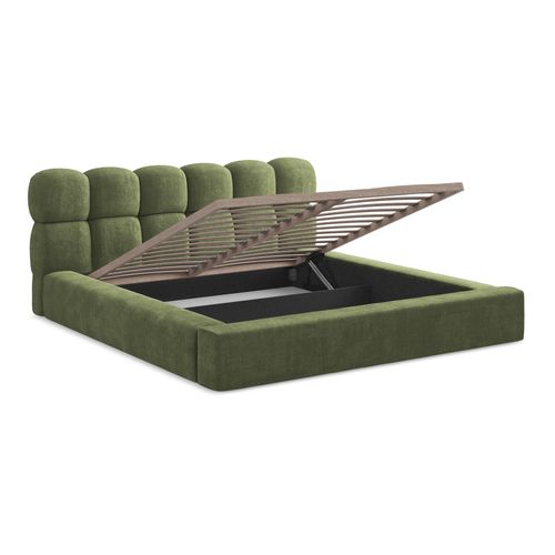 Lit Rembourré Avec Rangement Kahu 200 X 140 En Chenille Vert