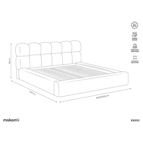 Lit Rembourré Avec Rangement Kahu 200 X 140 En Chenille Vert