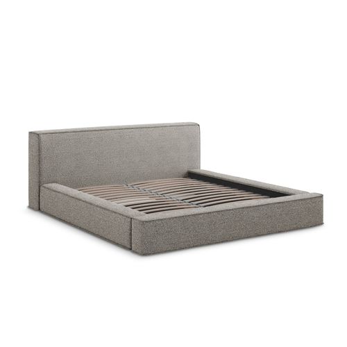 Lit Rembourré Avec Rangement Noho 200 X 140 En Bouclé Beige Foncé
