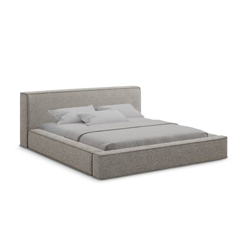 Lit Rembourré Avec Rangement Noho 200 X 140 En Bouclé Beige Foncé