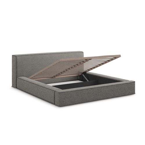 Lit Rembourré Avec Rangement Noho 200 X 140 En Bouclé Taupe