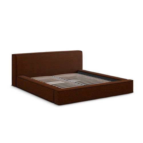 Lit Rembourré Avec Rangement Noho 200 X 140 En Bouclé Terre Cuite