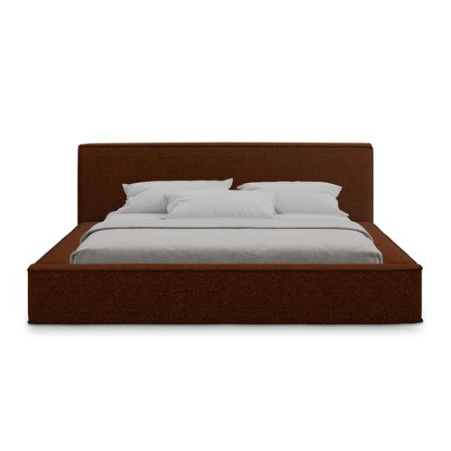 Lit Rembourré Avec Rangement Noho 200 X 140 En Bouclé Terre Cuite