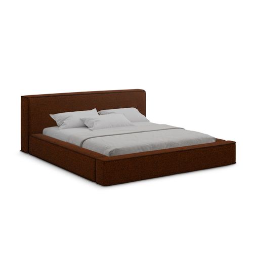 Lit Rembourré Avec Rangement Noho 200 X 140 En Bouclé Terre Cuite
