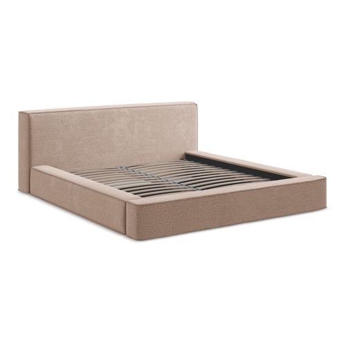 Lit Rembourré Avec Rangement Noho 200 X 140 En Tissu Texturé Rose Sourd