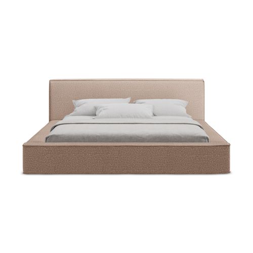 Lit Rembourré Avec Rangement Noho 200 X 140 En Tissu Texturé Rose Sourd