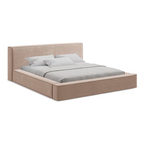 Lit Rembourré Avec Rangement Noho 200 X 140 En Tissu Texturé Rose Sourd