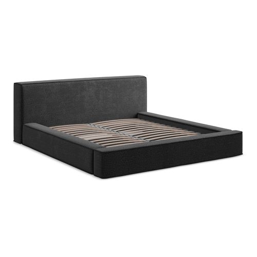 Lit Rembourré Avec Rangement Noho 200 X 140 En Tissu Texturé Anthracite
