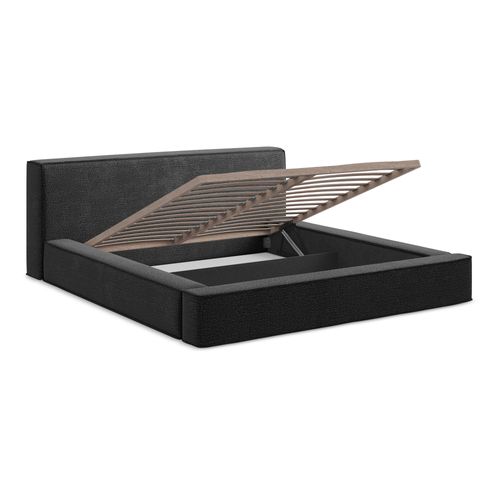 Lit Rembourré Avec Rangement Noho 200 X 140 En Tissu Texturé Anthracite