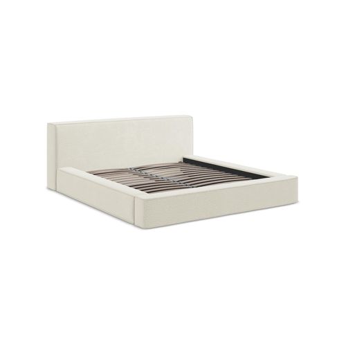 Lit Rembourré Avec Rangement Noho 200 X 180 En Tissu Texturé Beige