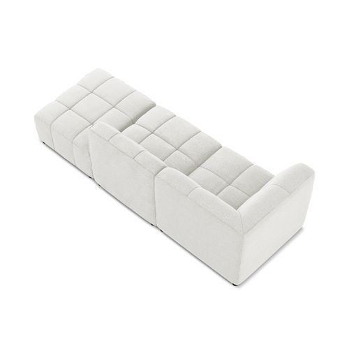 Canapé D'angle 3 Places Modulaire Droit Aloha En Tissu Bouclette Blanc