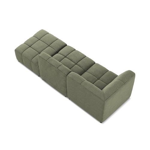 Canapé D'angle 3 Places Modulaire Droit Aloha En Tissu Bouclette Olive