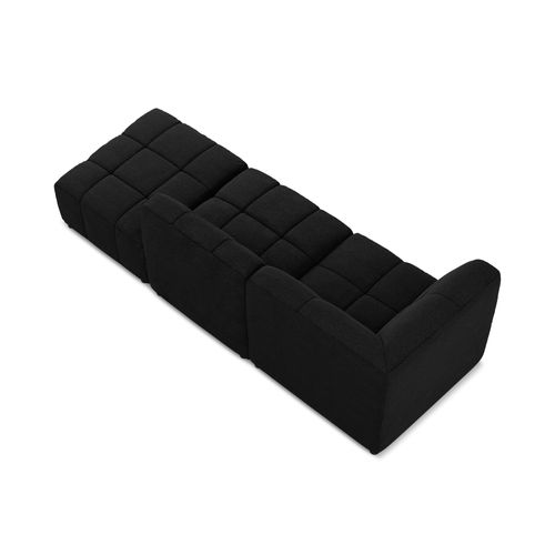 Canapé D'angle 3 Places Modulaire Droit Aloha En Tissu Bouclette Noir