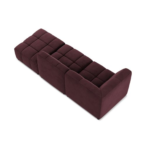 Canapé D'angle 3 Places Modulaire Droit Aloha En Velours Bourgogne