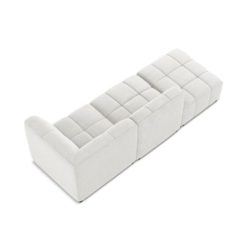 Canapé D'angle 3 Places Modulaire Gauche Aloha En Tissu Bouclette Blanc