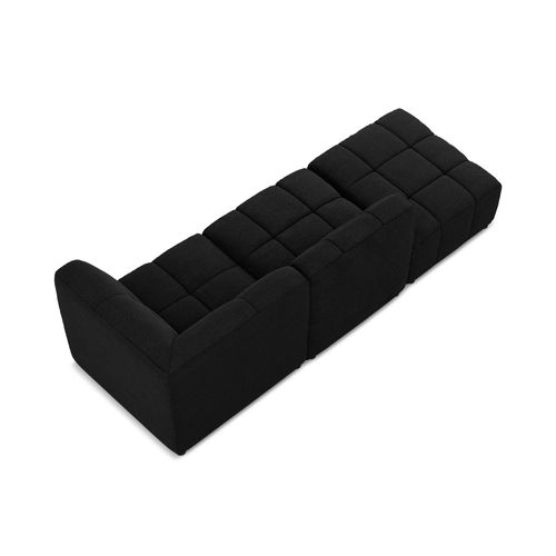 Canapé D'angle 3 Places Modulaire Gauche Aloha En Tissu Bouclette Noir