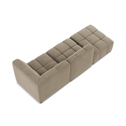 Canapé D'angle 3 Places Modulaire Gauche Aloha En Velours Beige