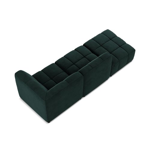 Canapé D'angle 3 Places Modulaire Gauche Aloha En Velours Gris Vert