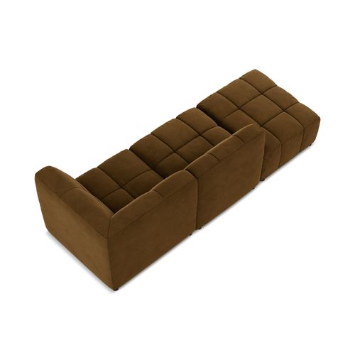 Canapé D'angle 3 Places Modulaire Gauche Aloha En Velours Moutarde