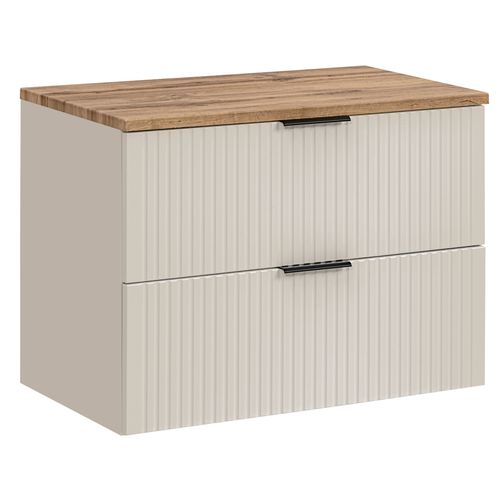 Meuble De Salle De Bain Suspendu Sous Vasque Adel Cachemire Avec Plan Chêne 80 Cm