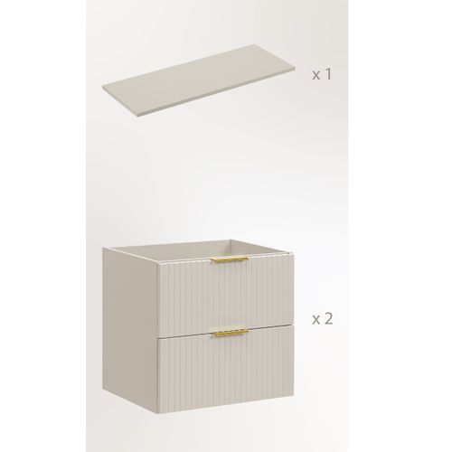 Meuble De Salle De Bain Suspendu Sous Double Vasque Avec Plan 120 Cm Adel Cachemire