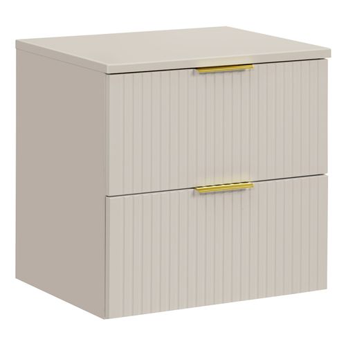 Ensemble Adel Cachemire Meuble Suspendu Sous Vasque Avec Plan 60 Cm Et Colonne 35 X 140 Cm