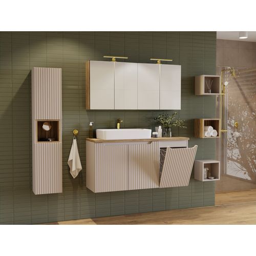 Meuble Salle De Bain Rotin - Armoire à Linge Avec 2 Paniers Amovibles | Rangement Pratique 66x40x68 Cm