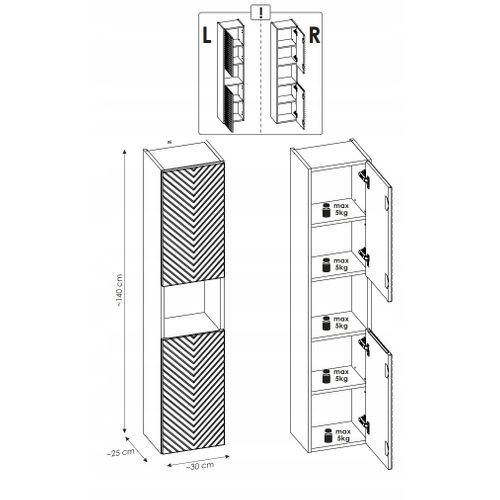 Meuble Colonne De Salle De Bain Suspendu Viva Cachemire 30 X 140 Cm
