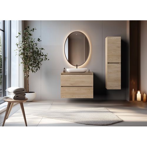 Colonne Suspendue De Salle De Bain Simple Chêne Clair 35 X 136 Cm