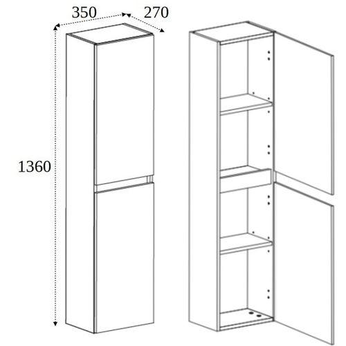Colonne Suspendue De Salle De Bain Simple Chêne Foncé 35 X 136 Cm